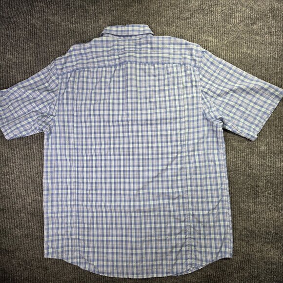 Duluth Trading Shirt Mens XL Tall Blue Plaid Button Up Vented Pocket Gorp Casual - Picture 9 of 12